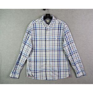 Carbon 2 Cobalt Mens Shirt Medium M Blue White Plaid Button Up‎ Long  Sleeve